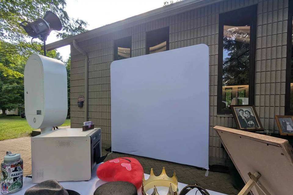 Booth, printer and prop table