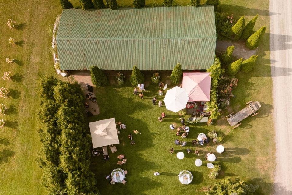 Ariel view of cocktail lawn