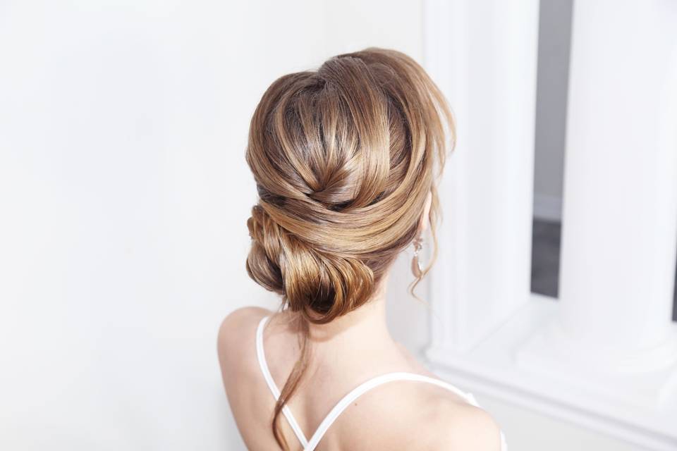 Low wedding updo