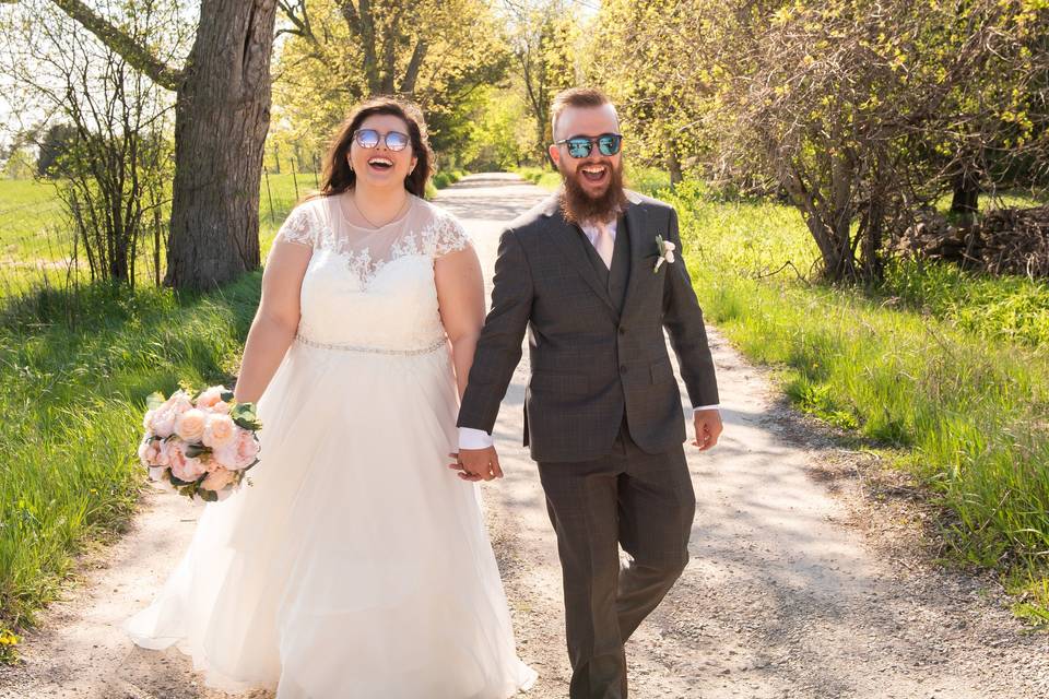 Happy couple walking together