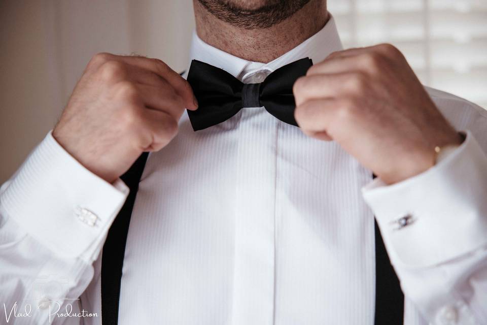 Groom getting ready