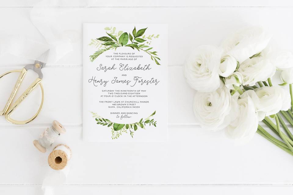 Greenery Wedding Invitation