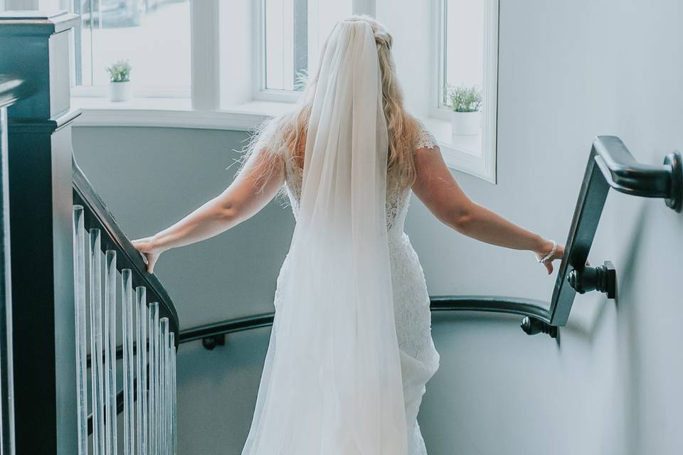 Bride and stairs