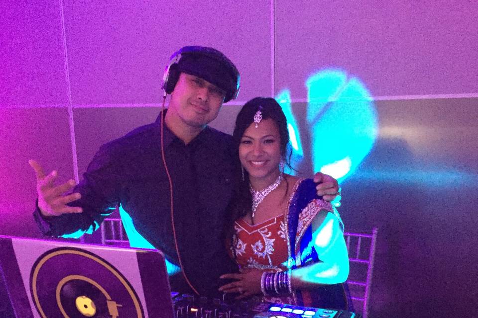 DJ 9 with bride Deena