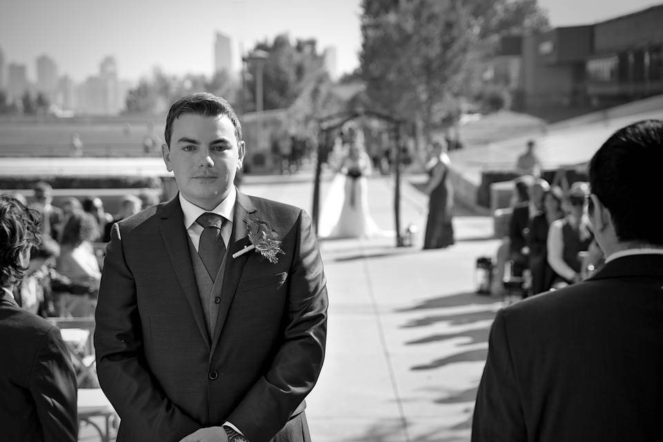 Groom awaiting his bride