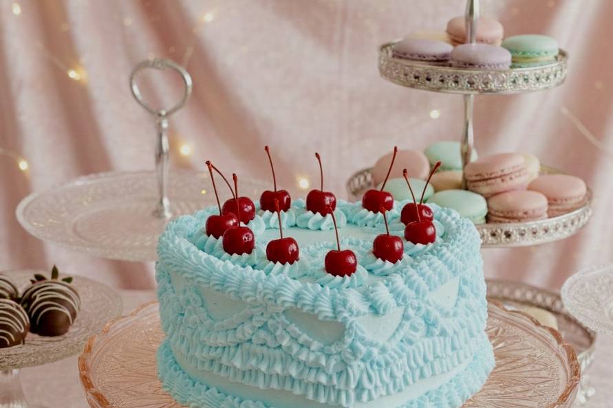 Vintage pink cake plate