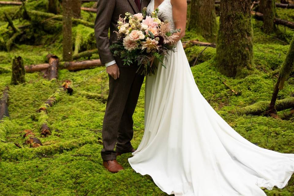 Couple in moss forest