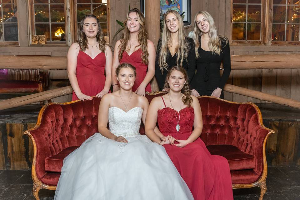 Bridesmaids and the bride