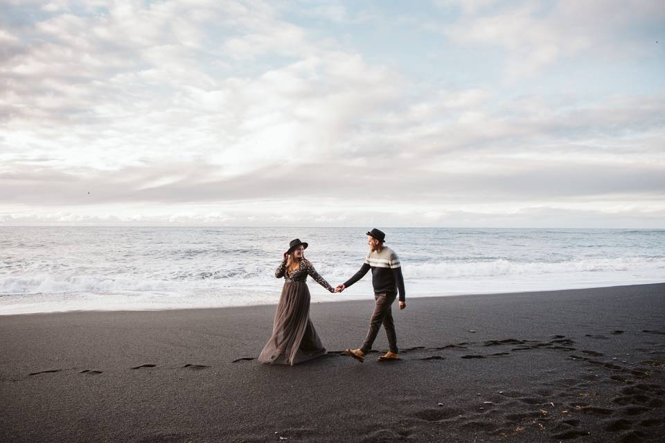 Walking along Iceland Beach