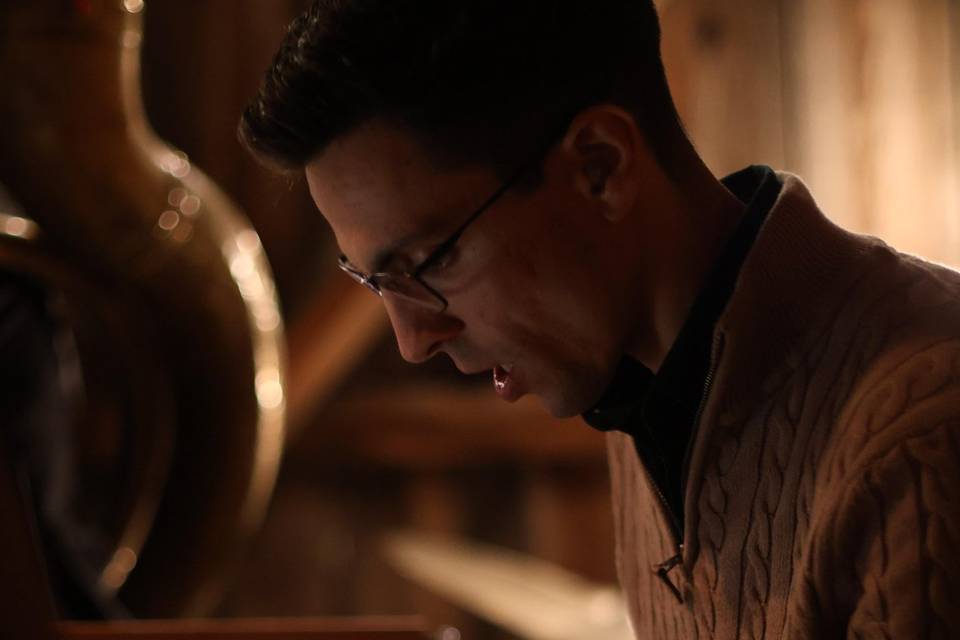 Closeup of vibraphone player
