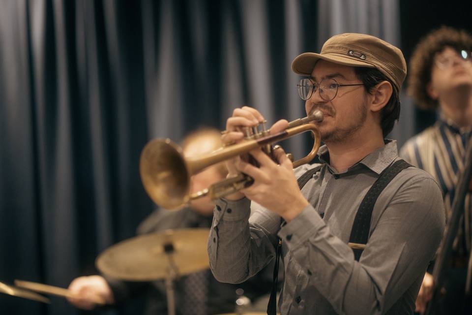 Closeup of trumpet player