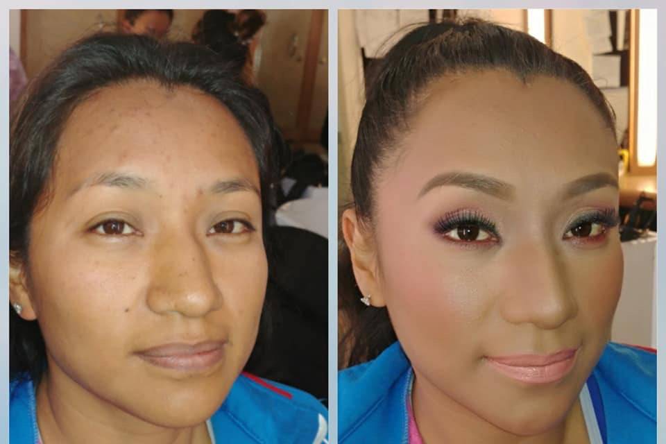Nury-Before and After makeup