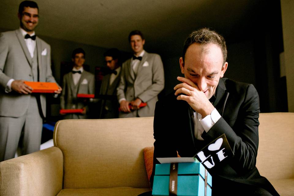 Emotional groom.