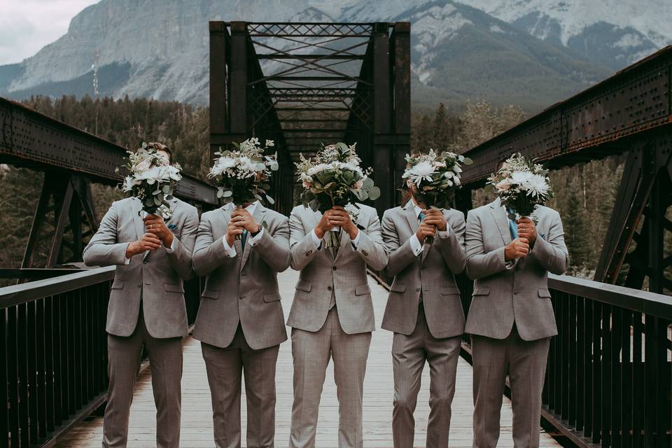 Groomsmen with Bouquets