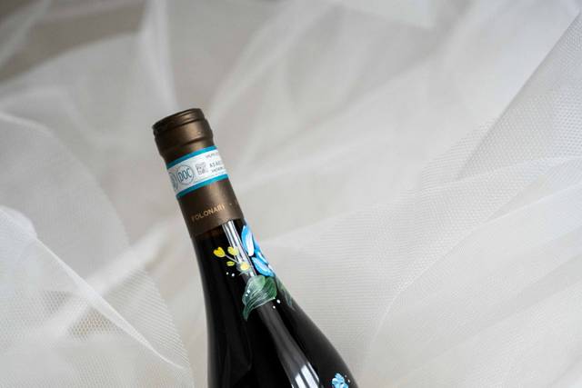 Hand-Painted Wine Bottle