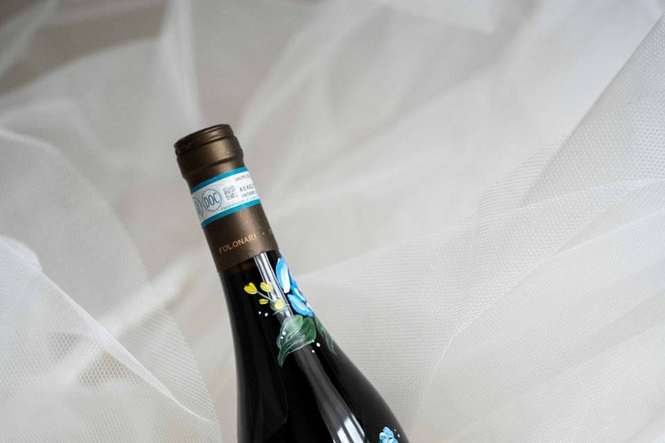 Hand-Painted Wine Bottle