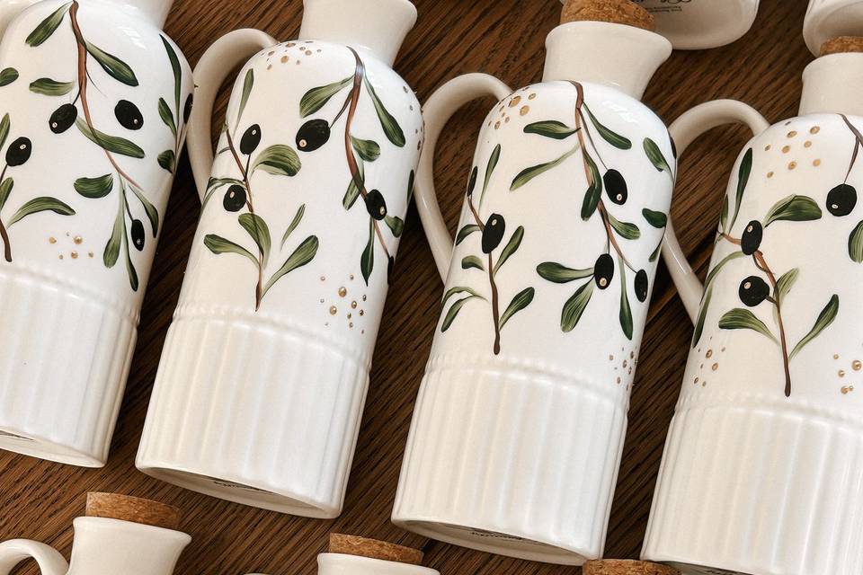 Hand Painted Olive Oil Bottle
