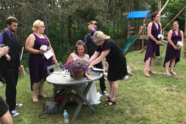 Signing the marriage license