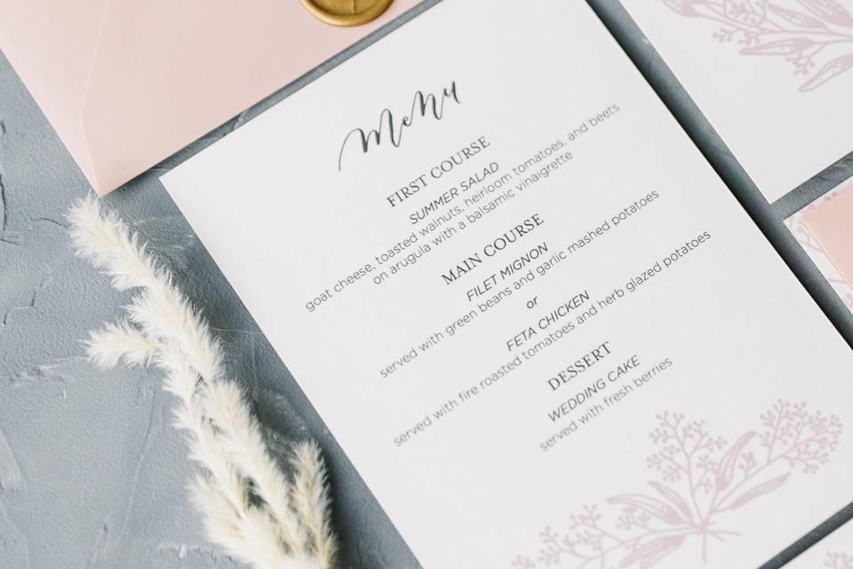 Wedding menu