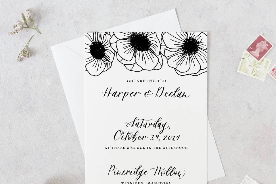 Black and white invitations