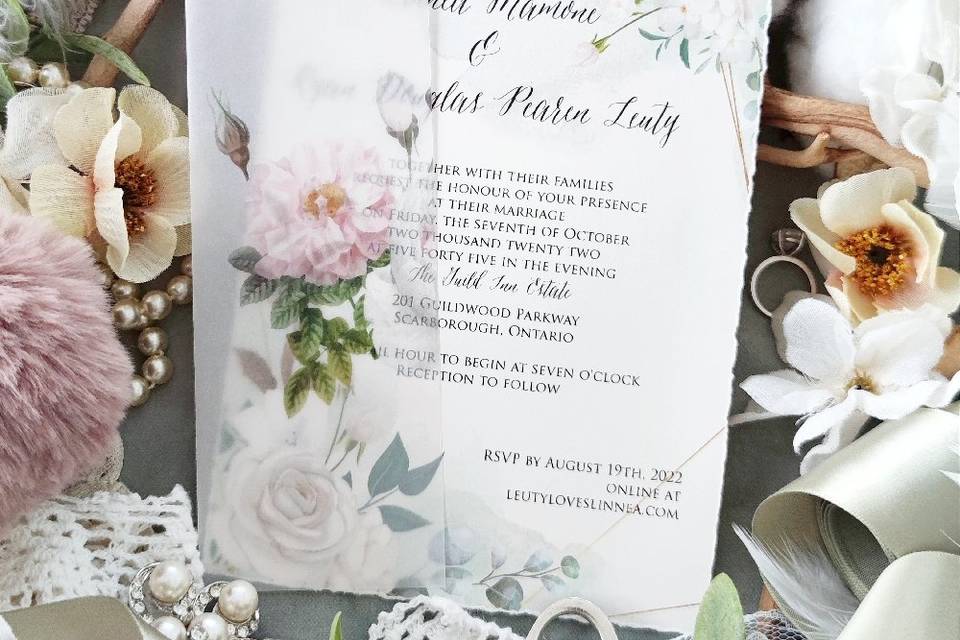 Wedding invitation with floral detail