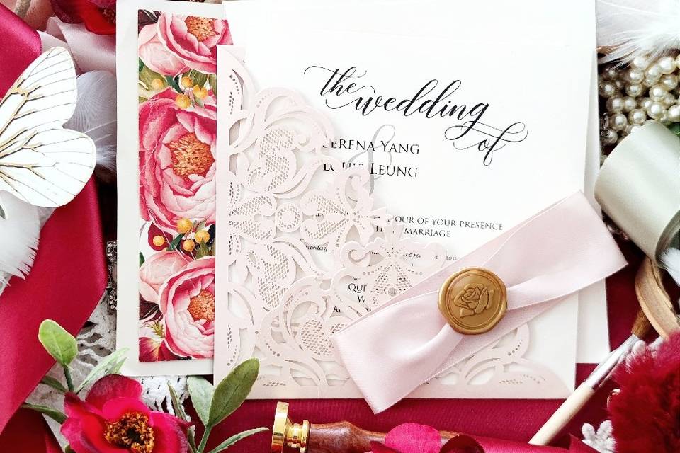 Wedding invitation with beautiful calligraphy