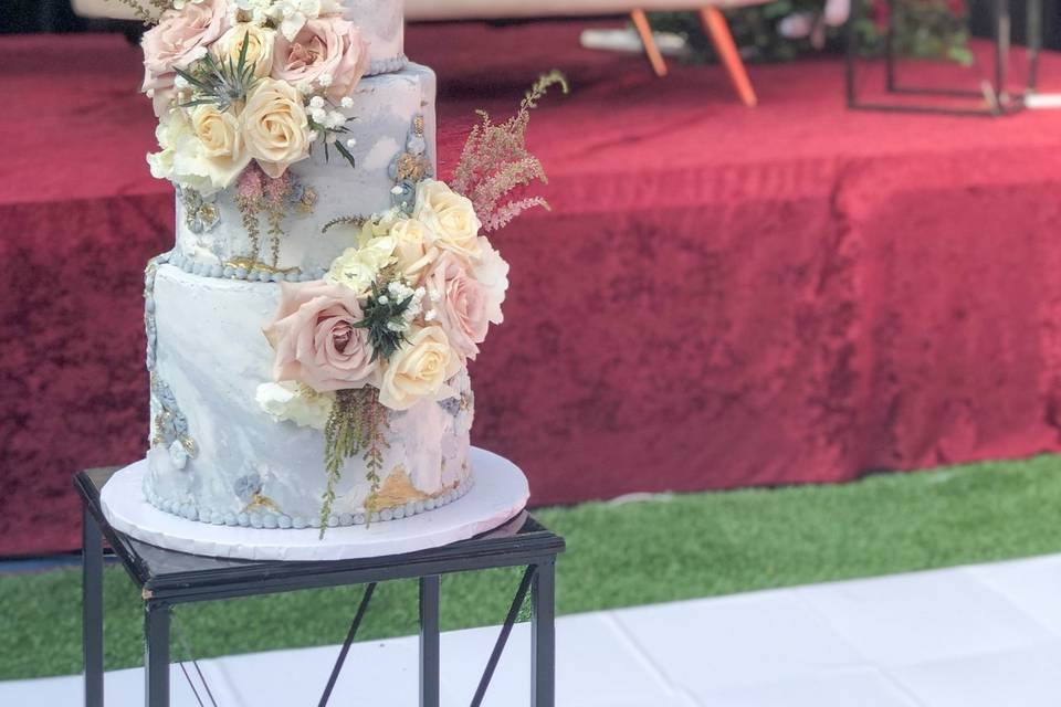 Stone textured wedding cake