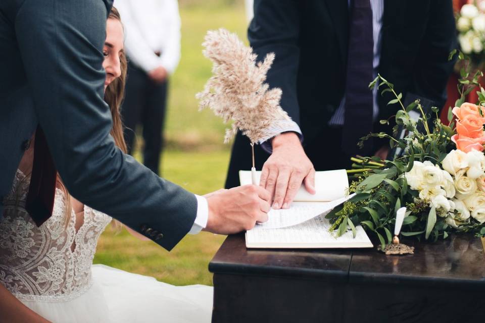 Signing groom