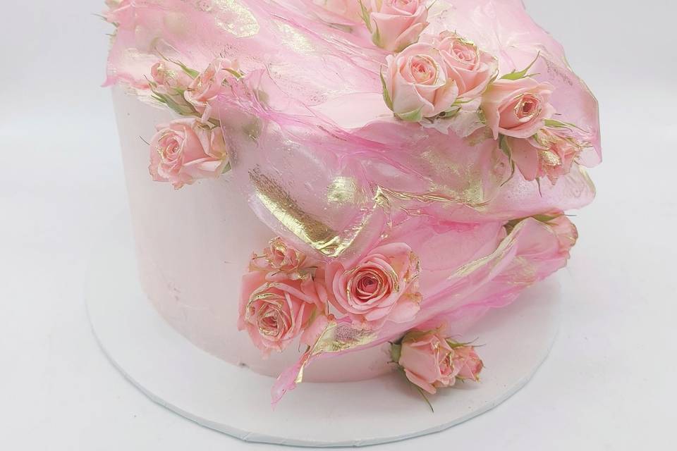 Pink with real roses