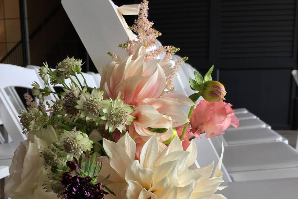 Ceremony bench flowers