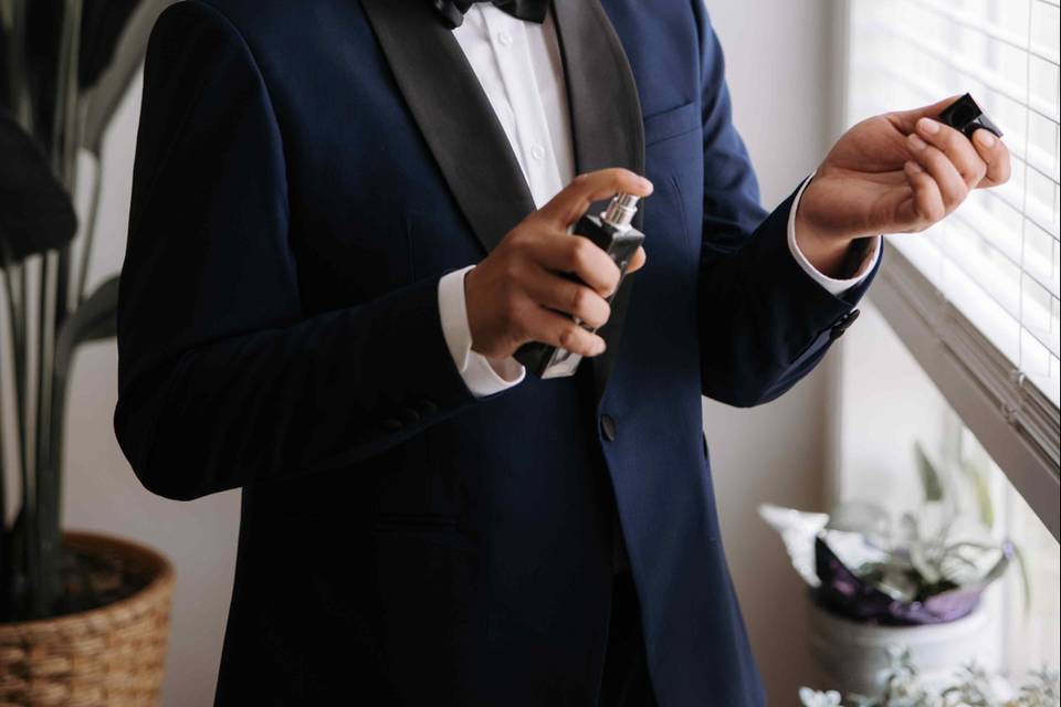 Groom getting ready