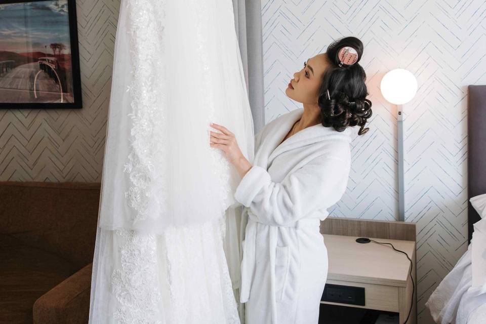 Bride getting ready