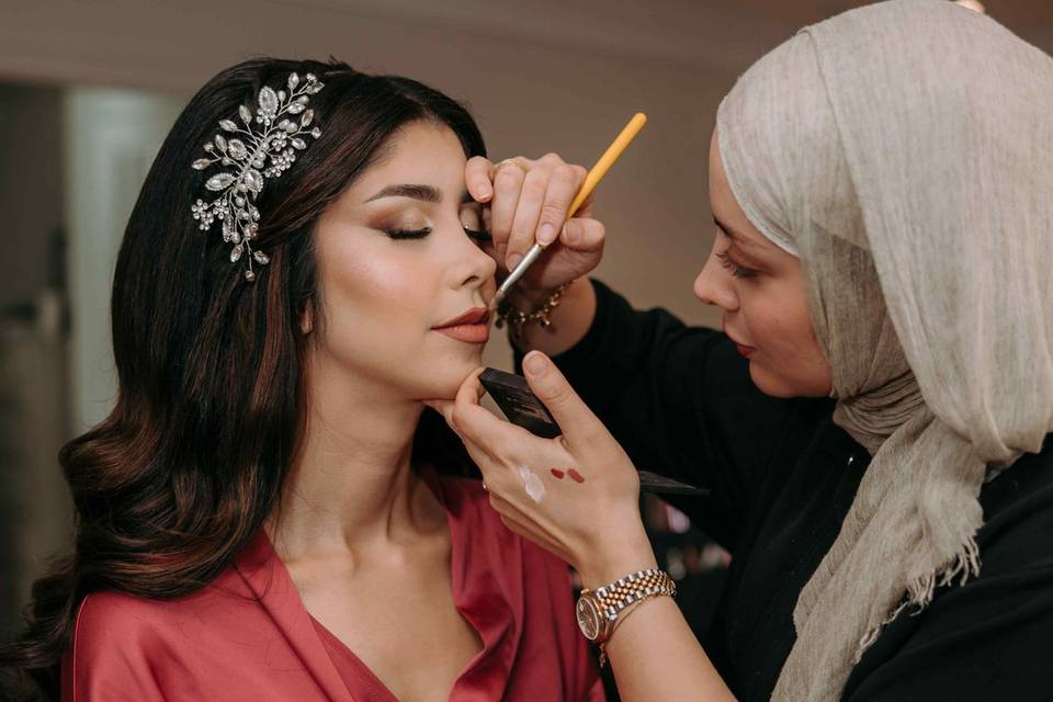 Bride getting ready
