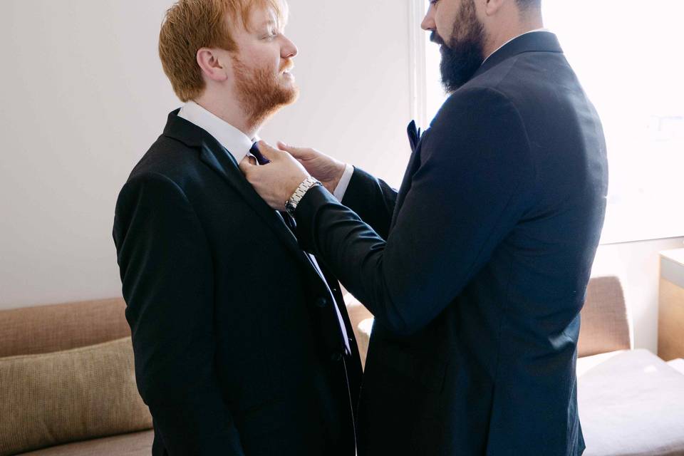 Groom getting reaady
