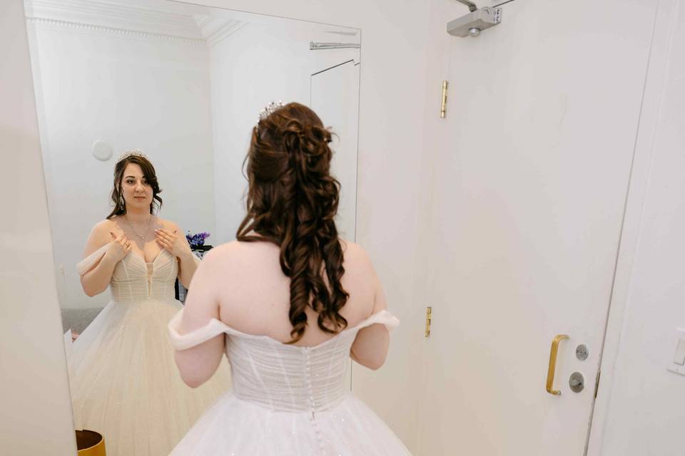 Bride getting ready