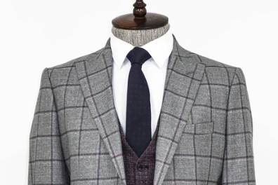 Grey burgundy windowpane