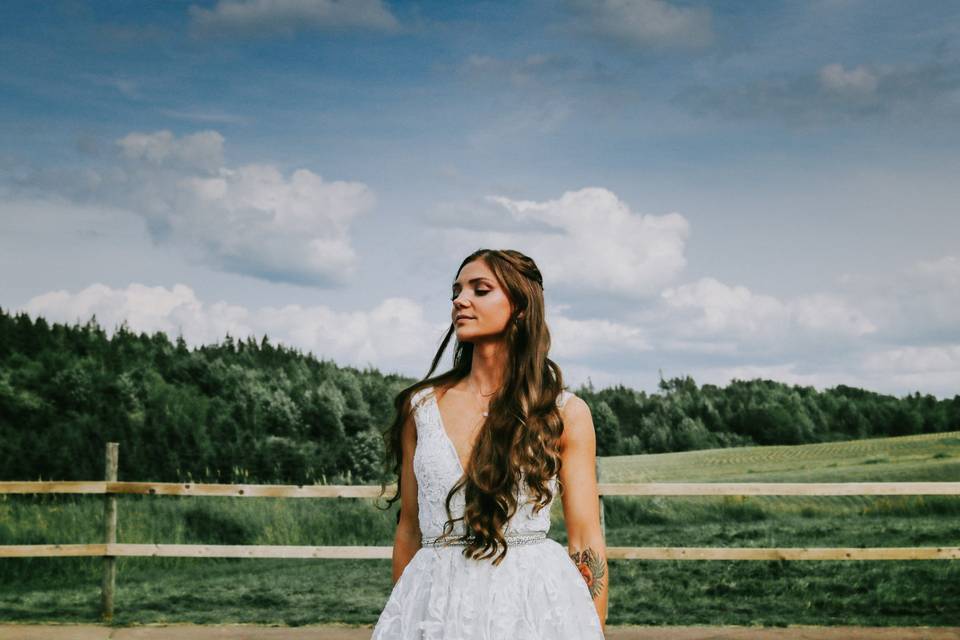 Bride at the farm