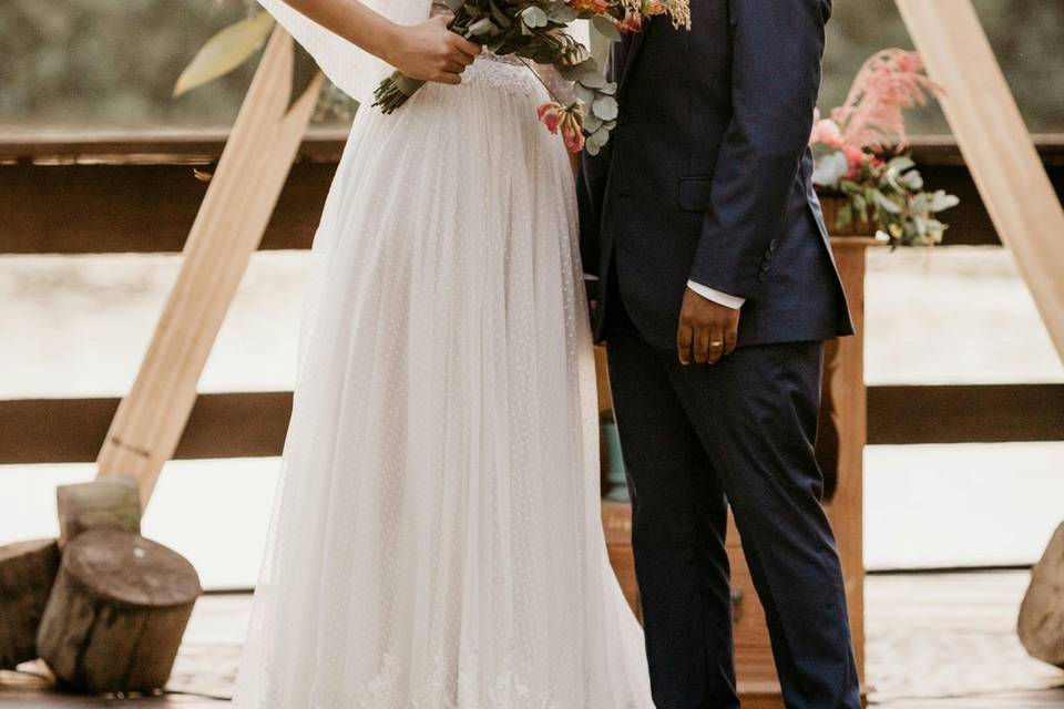 Bride and Groom with Arch