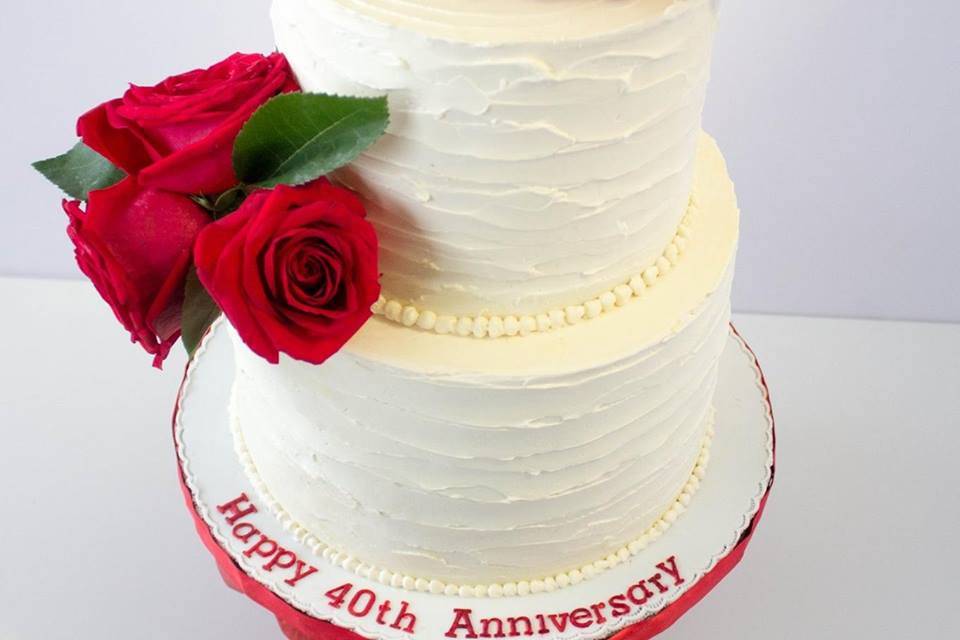 Red and White Birthday Cake