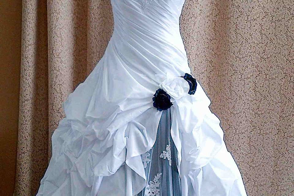 Black and white gown