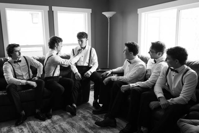 Groom getting ready