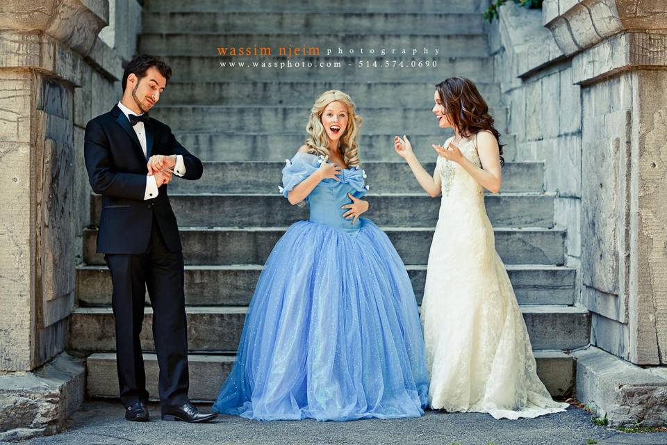 Wedding couple met Cinderella