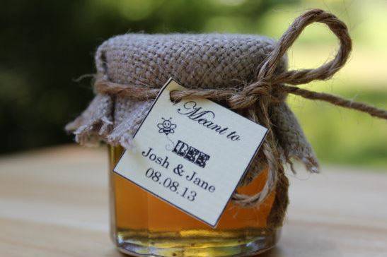Honey in a mason jar with paper tag
