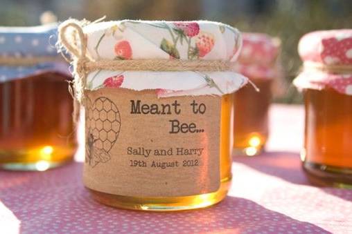 Honey in a mason jar with paper tag