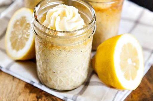 Mason jar with lemon and coconut cupcake