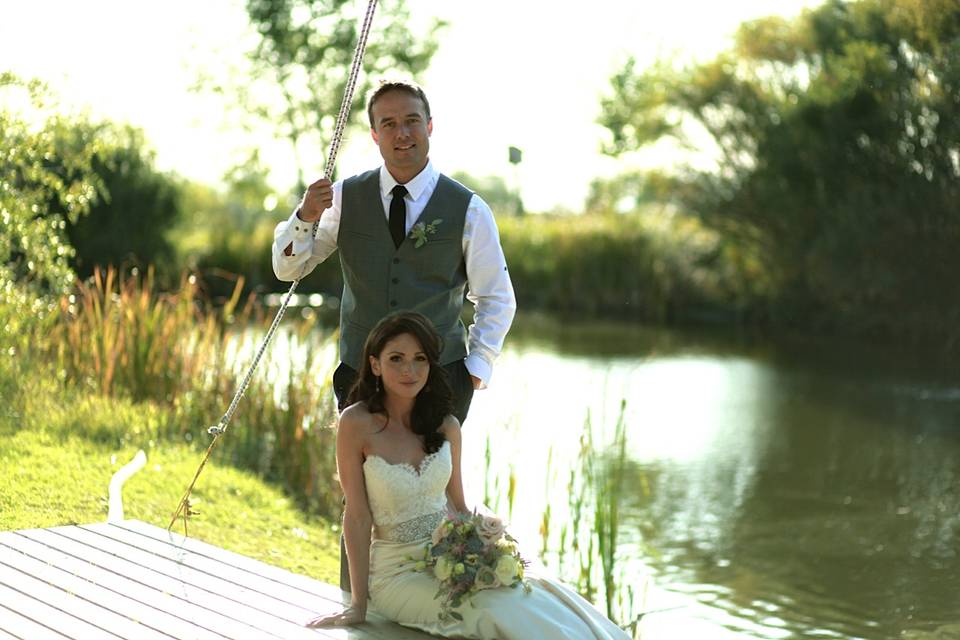 Wedding Couple at Pond