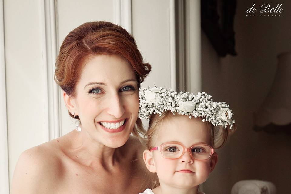 Bride and flower girl