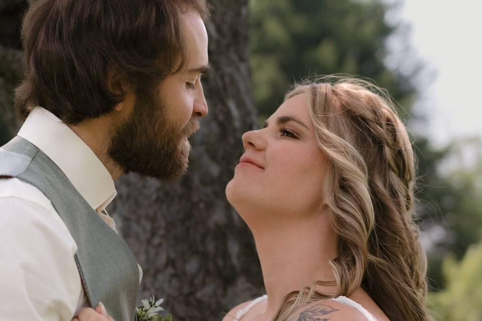 Bride and groom moment