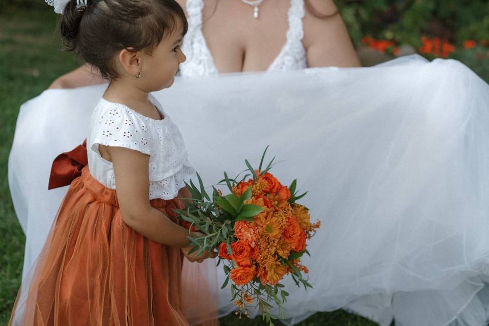 Bride and flower girl