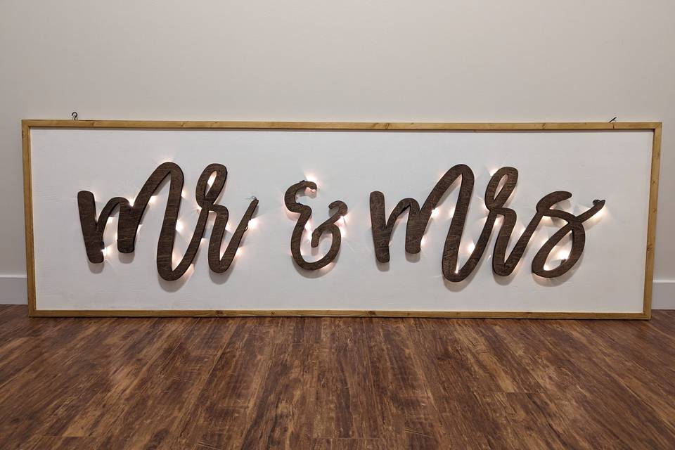 Mr & mrs sign rental led light